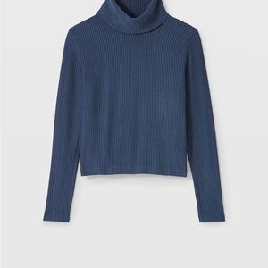 Club Monaco Deep Blue Ribbed Turtleneck Sweater